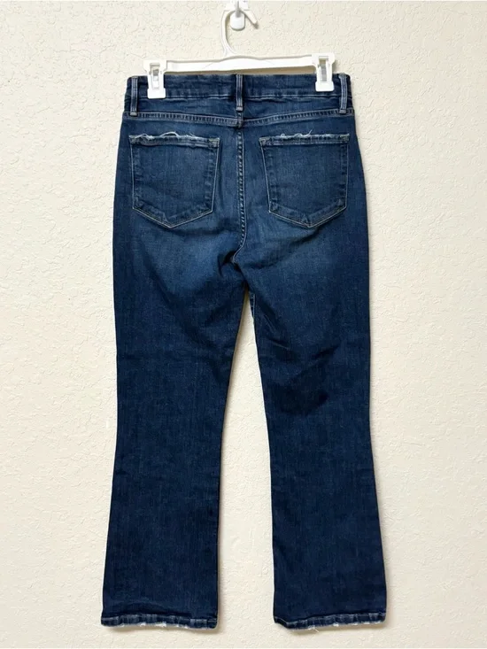 Frame Le Crop Mini Boot Size 28 Stretch Blue Denim Jeans High Rise - Picture 3 of 7